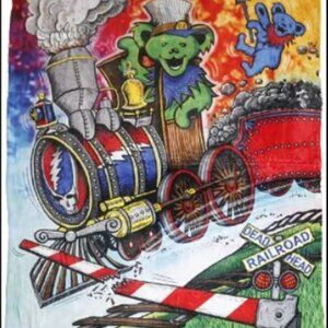 Grateful Dead Casey Jones Bear Blanket ~ 50" x 60" ~ Officially Licensed ~ New!